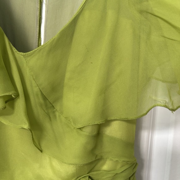 Vintage Green Ruffled Flowy Long Maxi Dress Flutter Fleece Sheer Chiffon Prom - Picture 4 of 15